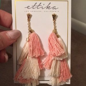 Gold and coral tassel earrings. never worn